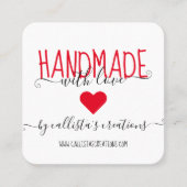 Handgefertigt mit Liebe Etsy Zuhause Crafter Kunst Quadratische Visitenkarte (Vorderseite)