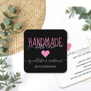 Handgefertigt mit Liebe Etsy Zuhause Crafter Kunst Quadratische Visitenkarte