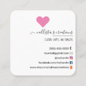 Handgefertigt mit Liebe Etsy Zuhause Crafter Kunst Quadratische Visitenkarte (Rückseite)