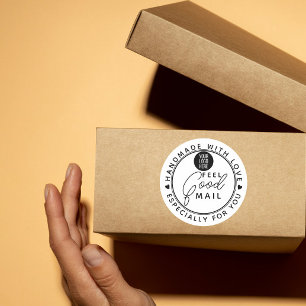 Handgefertigt mit Liebe feel good mail Kleinuntern Runder Aufkleber