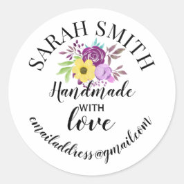 Handgefertigt mit Liebe Firmenname Blumenbeete Runder Aufkleber
