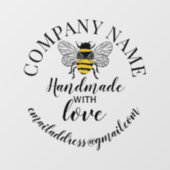 Handgefertigt mit Liebe Firmenname klassisch rund Fensteraufkleber (Blatt)