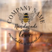 Handgefertigt mit Liebe Firmenname klassisch rund Fensteraufkleber (Blatt 2)