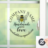 Handgefertigt mit Liebe Firmenname klassisch rund Fensteraufkleber (Zuhause)