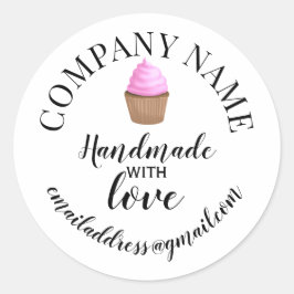 Handgefertigt mit Liebe Firmenname Kuchen Runder Aufkleber