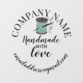 Handgefertigt mit Liebe Firmenname Nähkurzwasser Fensteraufkleber (Blatt)