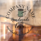 Handgefertigt mit Liebe Firmenname Nähkurzwasser Fensteraufkleber (Blatt 2)