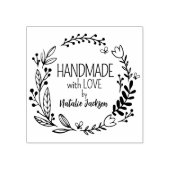 Handgefertigt mit Liebe, floral Gummistempel (Prägung)