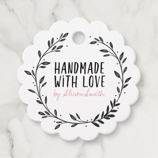 Handgefertigt mit Liebe Geschenkanhänger (Vorderseite)