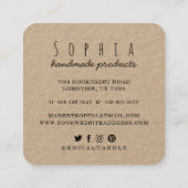 Handgefertigt mit Liebe gezeichnet Florals & Herz Quadratische Visitenkarte (Rückseite)