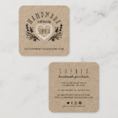 Handgefertigt mit Liebe gezeichnet Florals & Herz Quadratische Visitenkarte (Vorne/Hinten)
