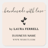 Handgefertigt mit Liebe Giralblush Pink Quadratischer Aufkleber (Vorderseite)