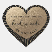 Handgefertigt mit Liebe-Gold-Heftaufkleber Herz-Aufkleber (Vorderseite)