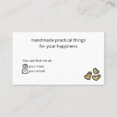 Handgefertigt mit Liebe Gold Nähnadel weiß Visitenkarte (Rückseite)