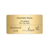 Handgefertigt mit Liebe Goldname Rücksendeadresse Adressaufkleber (Vorne)