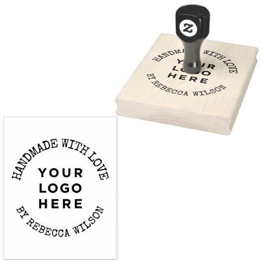 Handgefertigt mit Liebe großes einfaches Logo Gummistempel (Stempel)