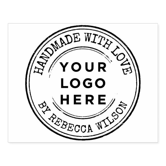 Handgefertigt mit Liebe großes Logo nach Maß Gummistempel (Prägung)