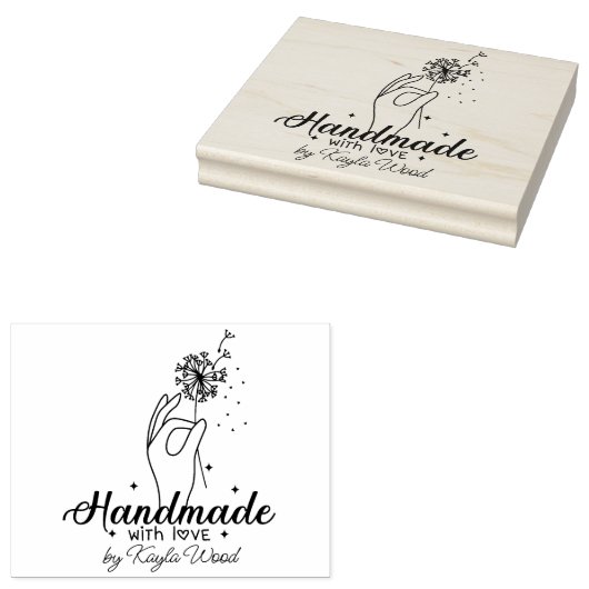 Handgefertigt mit Liebe, Hand Dandelion Grosser Ka Gummistempel (Stempel)