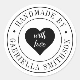 Handgefertigt mit Liebe Handmade-Produkt Runder Aufkleber