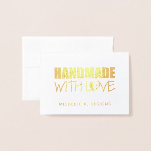Handgefertigt mit Liebe Handmade Shop Info Hinweis Folienkarte (Vorderseite mit Umschlag)