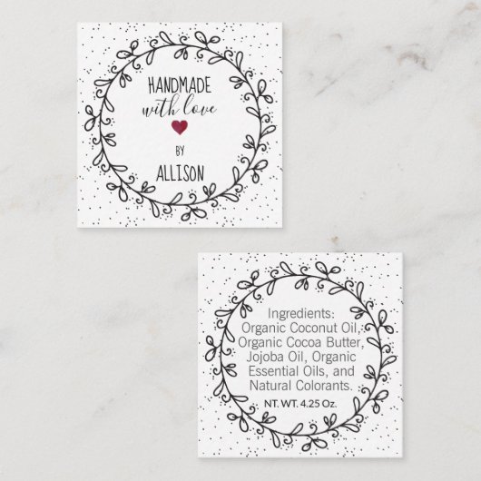 Handgefertigt mit Liebe Handwerkskunst 2-seitige H Quadratische Visitenkarte (Vorne/Hinten)