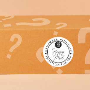 Handgefertigt mit Liebe Happy Mail Kleinunternehme Runder Aufkleber