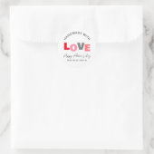 Handgefertigt mit Liebe Happy Valentines Day Name Runder Aufkleber (Tasche)