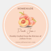 Handgefertigt mit Liebe, hausgemachtes Peach-Marmo Runder Aufkleber (Vorderseite)