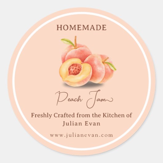 Handgefertigt mit Liebe, hausgemachtes Peach-Marmo Runder Aufkleber (Vorderseite)