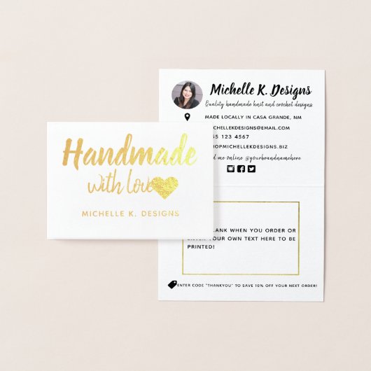 Handgefertigt mit Liebe Heart Shop Packung Hinweis Folienkarte (Anzeige)