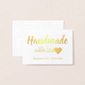 Handgefertigt mit Liebe Heart Shop Packung Hinweis Folienkarte (Vorderseite mit Umschlag)