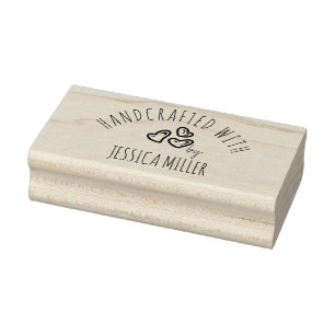 Handgefertigt mit Liebe Hearts Individuelle Name Gummistempel