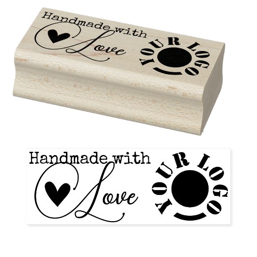 Handgefertigt mit Liebe Herz Einfach Stilbild Gummistempel