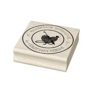 Handgefertigt mit Liebe - Herz-Häkelgarn-Handwerk Gummistempel