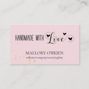 Handgefertigt mit Liebe Herz Kalligrafie Rosa und Visitenkarte