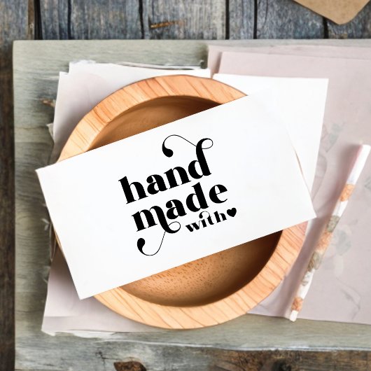 Handgefertigt mit Liebe Herz-Logo | Schwarz Visitenkarte