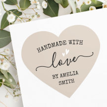 Handgefertigt mit Liebe Herz Name Licht mocha brau