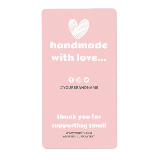 Handgefertigt mit Liebe Herz Rosa Siegel (Vorne)