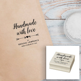 Handgefertigt mit Liebe - Herz und Pfeile - Name Gummistempel