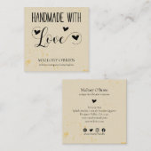 Handgefertigt mit Liebe Herzkalligraphie Wheat Gol Quadratische Visitenkarte (Vorne/Hinten)