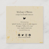 Handgefertigt mit Liebe Herzkalligraphie Wheat Gol Quadratische Visitenkarte (Rückseite)