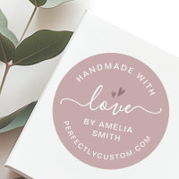 Handgefertigt mit Liebe Herzname URL Rose taupe