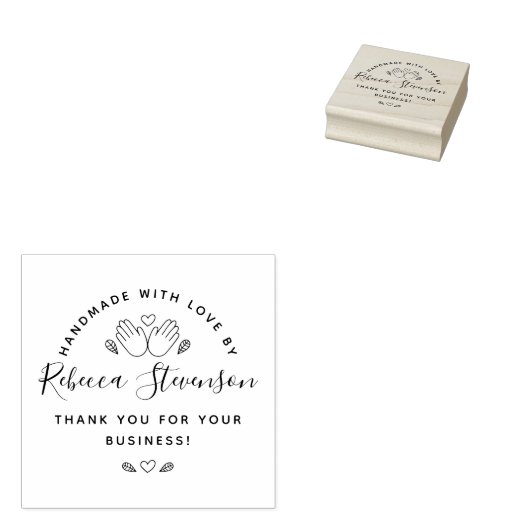 Handgefertigt mit Liebe | Ihr Name und Ihre Danksa Gummistempel (Stempel)