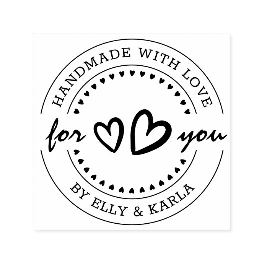 Handgefertigt mit Liebe Individuelle Name & Herz R Permastempel (Design)