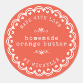 Handgefertigt mit Liebe Jam Label Canning Aufklebe Runder Aufkleber (Vorderseite)