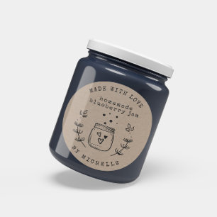 Handgefertigt mit Liebe Jam Label Canning Aufklebe Runder Aufkleber