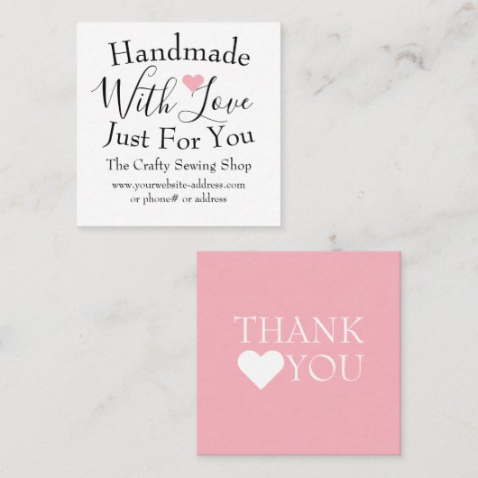 Handgefertigt mit Liebe Kleinkunst Quadratische Visitenkarte (Vorne/Hinten)