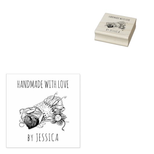Handgefertigt mit Liebe-Knetgarn und Crochet-Garn Gummistempel (Stempel)