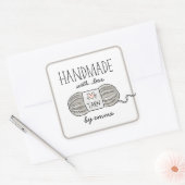 Handgefertigt mit Liebe Knittergarn Quadratischer Aufkleber (Umschlag)