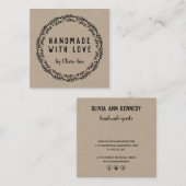 Handgefertigt mit Liebe Kraft Etsy Zuhause Crafter Quadratische Visitenkarte (Vorne/Hinten)